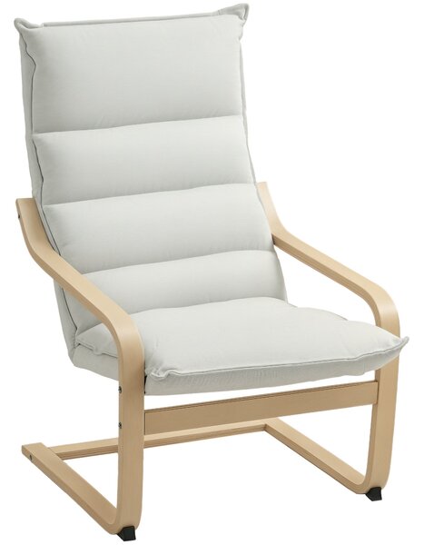 HOMCOM Moderní relaxační křeslo do ložnice s prohnutými opěrkami, polstrováním, sametové křeslo - 67 x 83 x 105 cm, krémové | Aosom