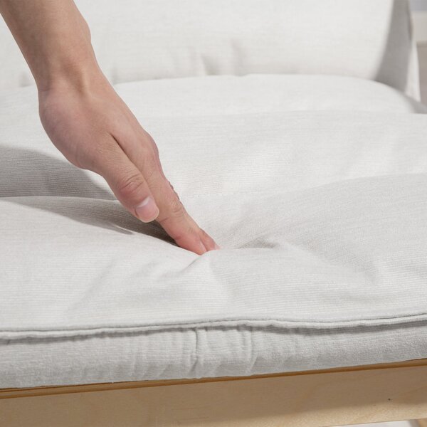 HOMCOM Moderní relaxační křeslo do ložnice s prohnutými opěrkami, polstrováním, sametové křeslo - 67 x 83 x 105 cm, krémové | Aosom
