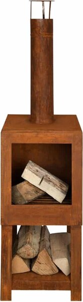 Esschert Design Zahradní krb s úložištěm na dřevo rezavý FF298, 421282 Esschert Design HangarStore.cz