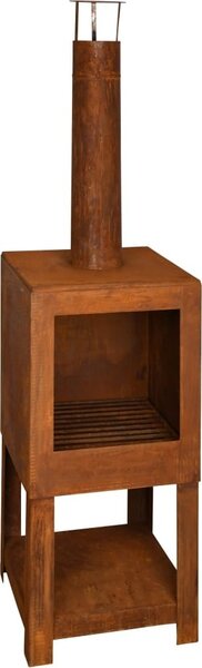 Esschert Design Zahradní krb s úložištěm na dřevo rezavý FF298, 421282 Esschert Design HangarStore.cz