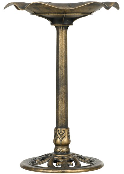 Outsunny Ptačí Fontána, Ptačí Krmítko ve Tvaru Lotusového Listu, rozměry Ø 50 x 71H cm Polypropylen Antický Bronz | Aosom