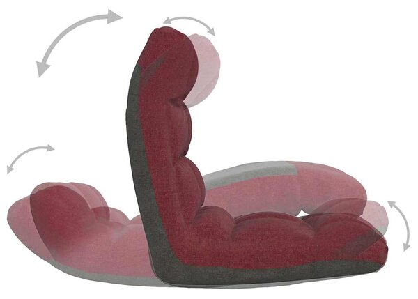 Skládací lenoška na podlahu vínová textil 336592