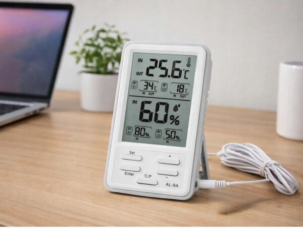Verk 09236 Meteorologická stanice s LCD teploměrem a vlhkoměrem, bezdrátová, bílá