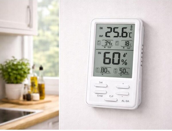Verk 09236 Meteorologická stanice s LCD teploměrem a vlhkoměrem, bezdrátová, bílá