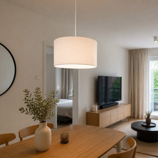 Lustr na lanku SIRJA PLISADO 1xE27/15W/230V pr. 35 cm bílá