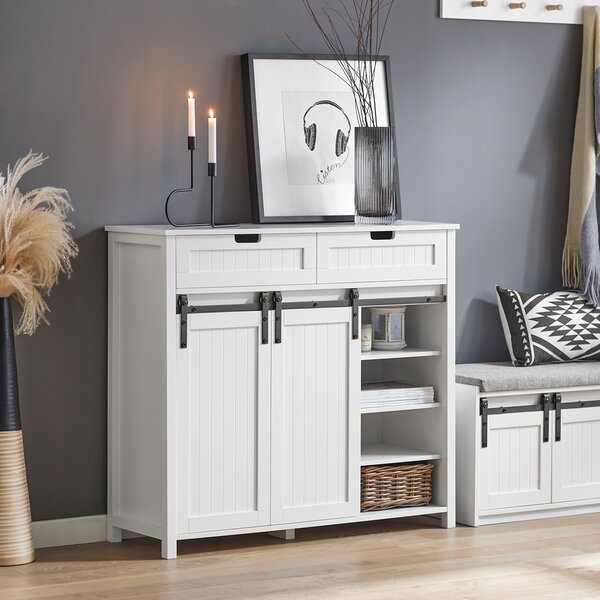 SoBuy FSB74-W Komoda Sideboard Kuchyňská skříňka Buffet Storage Cabinet White