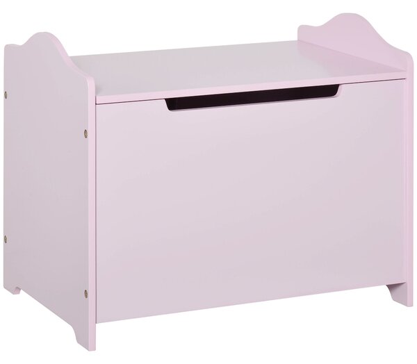 HOMCOM Dětské úložné boxy na hračky, rozměry 60L x 40W x 48H cm, s plynovým vzpěrem, MDF, růžová | Aosom