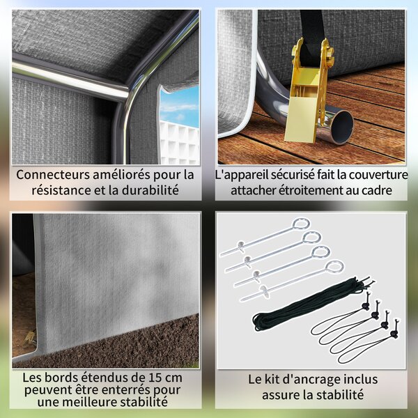 Outsunny Zahradní Kůlna 2 x 2 x 2 m Exteriérový Přístřešek na Kolo s Pozinkovaným Ocelovým Rámem, Vodotěsný a UV-Odolný, Úložný Stan pro Kolo, Motocyk