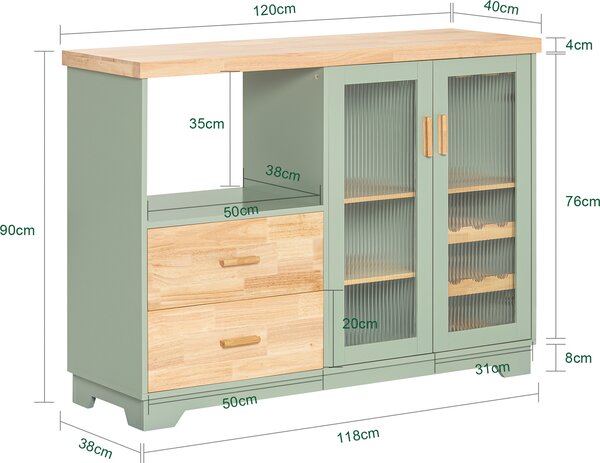 SoBuy FSB81-GR Buffet Sideboard Kuchyňská skříňka Komoda se zásuvkami Skříňka na mikrovlnnou troubu