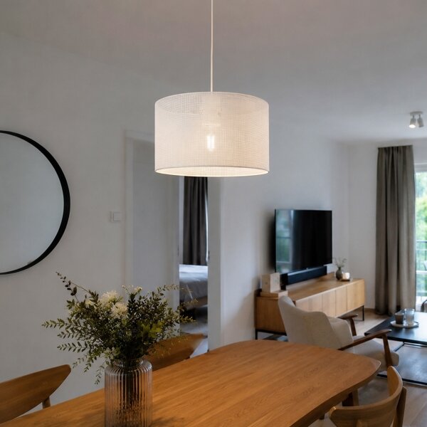 Lustr na lanku SIRJA PLISADO 1xE27/15W/230V pr. 35 cm bílá