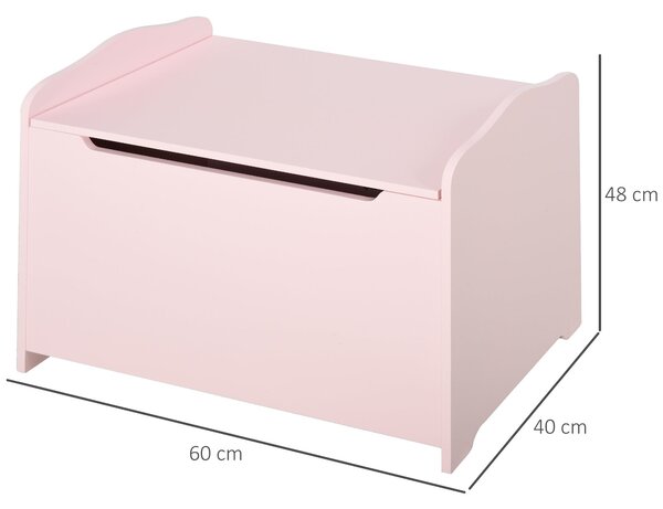 HOMCOM Dětské úložné boxy na hračky, rozměry 60L x 40W x 48H cm, s plynovým vzpěrem, MDF, růžová | Aosom