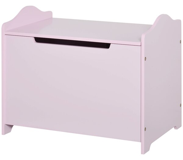 HOMCOM Dětské úložné boxy na hračky, rozměry 60L x 40W x 48H cm, s plynovým vzpěrem, MDF, růžová | Aosom