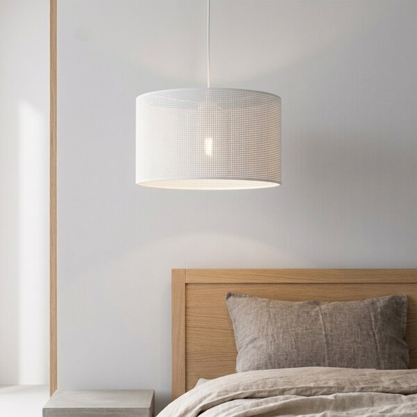 Lustr na lanku SIRJA PLISADO 1xE27/15W/230V pr. 35 cm bílá