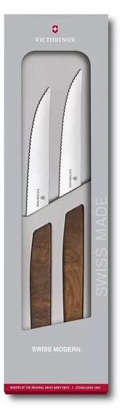 Victorinox - Sada steakových nožů SWISS MODERN 12 cm 2 ks ořech
