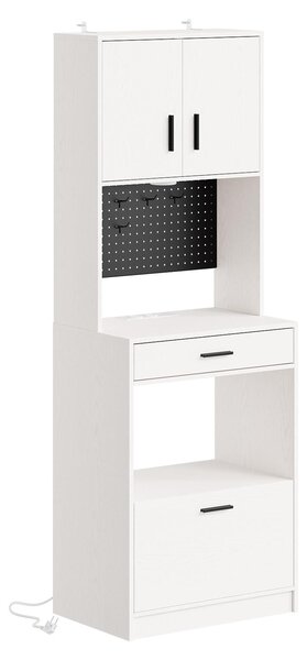 SoBuy Úzká komoda se zásuvkami Skříň s elektrickými zásuvkami Bílá Moderní FSB98-E-WG