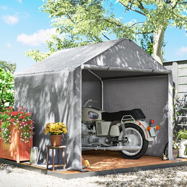 Outsunny Zahradní Kůlna 2 x 2 x 2 m Exteriérový Přístřešek na Kolo s Pozinkovaným Ocelovým Rámem, Vodotěsný a UV-Odolný, Úložný Stan pro Kolo, Motocyk