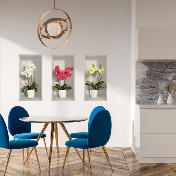 Sada 3 3D samolepek na zeď Ambiance Orchids