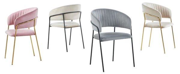 Bella Velvet Čalouněná Židle Do Obývacího Pokoju, Jídelny, Moderní Šedá