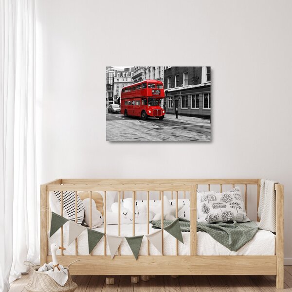 Skleněný obraz - Londýn s autobusem (70x50 cm)