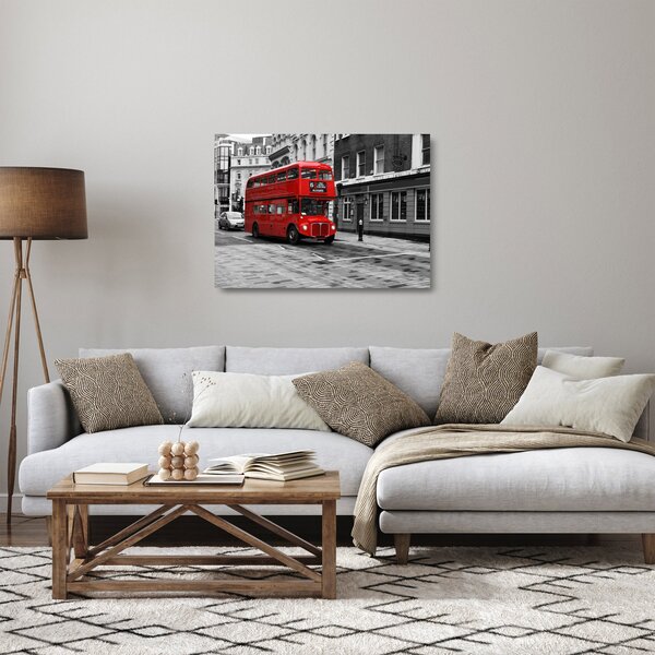 Skleněný obraz - Londýn s autobusem (70x50 cm)