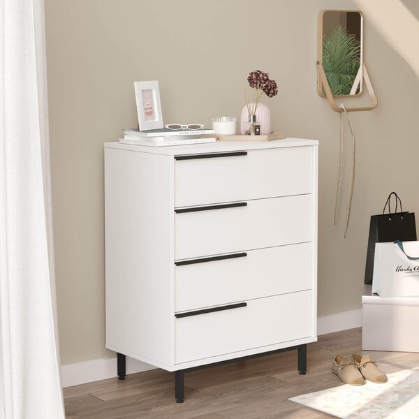 Komoda se 4 zásuvkami Rebecca Mobili Vahona 95x75x44,5 Dřevotřísková deska Železo Bílá Tmavě šedá Moderní