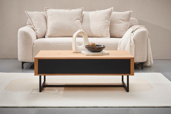 KONFERENČNÍ STOLEK, přírodní barvy, černá, dřevo, kov, kompozitní dřevo, 110/60/40 cm MID.YOU - Konferenční stolky, Online Only