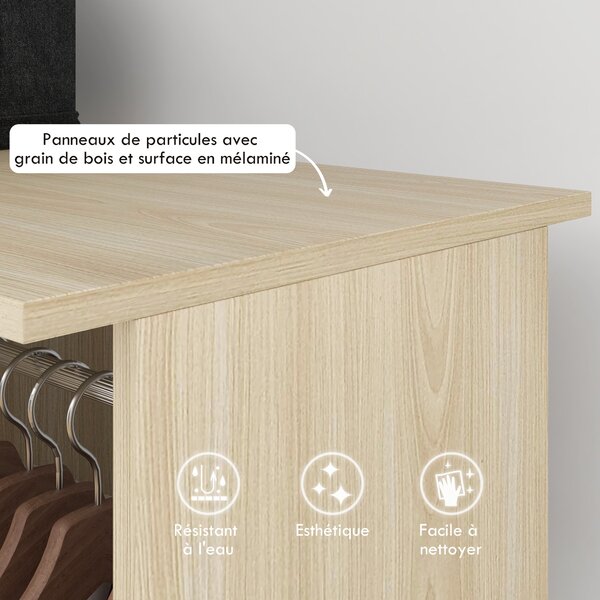 HOMCOM Mobilní skříň s úložným prostorem na 6 kolečkách 120 x 40 x 128 cm Přírodní dřevo | Aosom