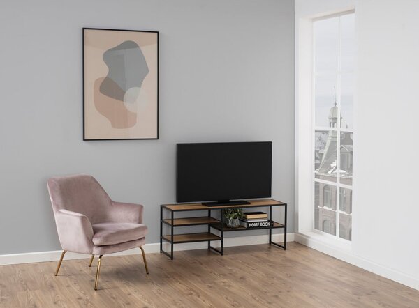 TV stolek v dekoru dubu v černo-přírodní barvě 120x46 cm Seaford – Actona