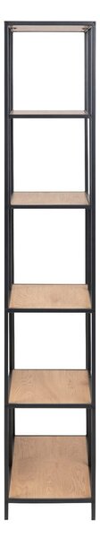 Černá/přírodní knihovna v dekoru dubu 77x185 cm Seaford – Actona