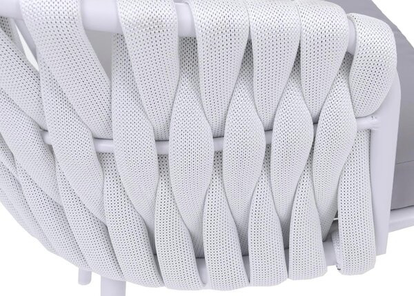 Sada 6 hliníkových jídelních židlí HWC-P89, židle do interiéru s područkami, látka/textil (180 g/m²) provazové pletivo Rope světle šedá