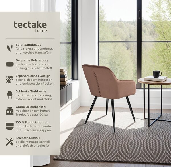 Tectake® Jídelní židle Marilyn čalouněná, sametový vzhled 58 x 62 x 82 cm
