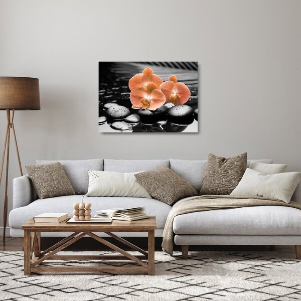 Skleněný obraz - Oranžové orchideje (70x50 cm)