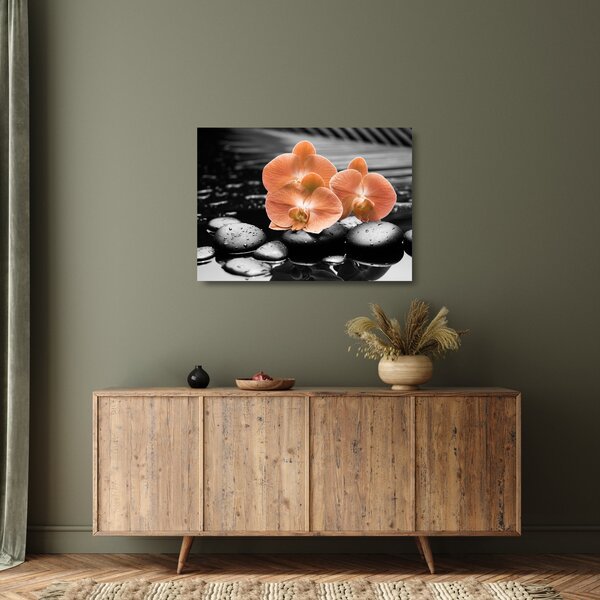 Skleněný obraz - Oranžové orchideje (70x50 cm)