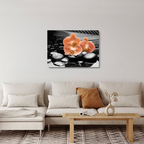 Skleněný obraz - Oranžové orchideje (70x50 cm)