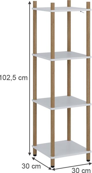 Rohová police Vicco Bivio Bílá/borovice 30 x 102.5 cm 4 police, Model 57477