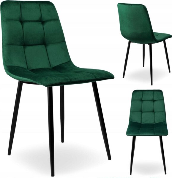 Bauerkraft G-478 Čalouněná sametová jídelní židle loft, lahvově zelená