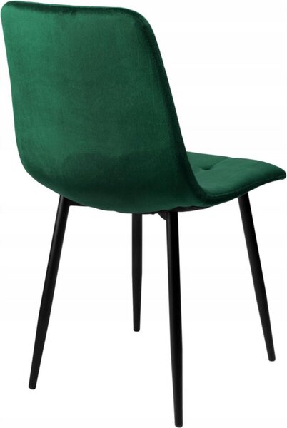 Bauerkraft G-478 Čalouněná sametová jídelní židle loft, lahvově zelená