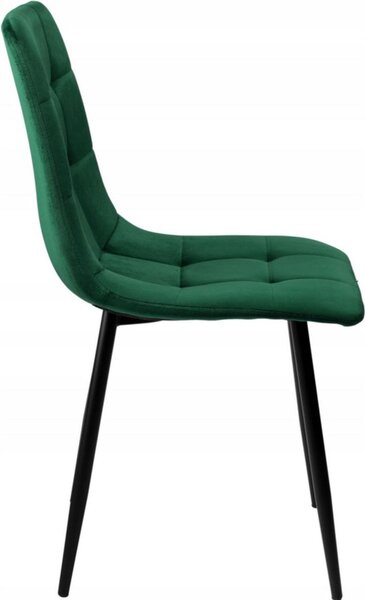 Bauerkraft G-478 Čalouněná sametová jídelní židle loft, lahvově zelená