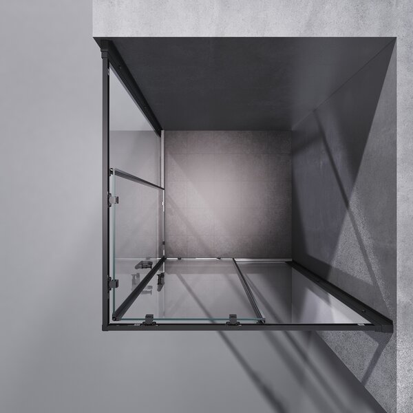 SONNI 90x90x195cm černý rohový sprchový kout posuvné dveře sprchový kout dvojité sprchové dveře rohový vstup ESG skleněný sprchový kout