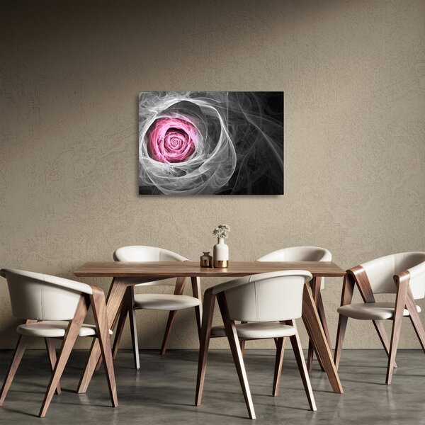 Skleněný obraz - Abstraktní růže, fuchsiová (70x50 cm)