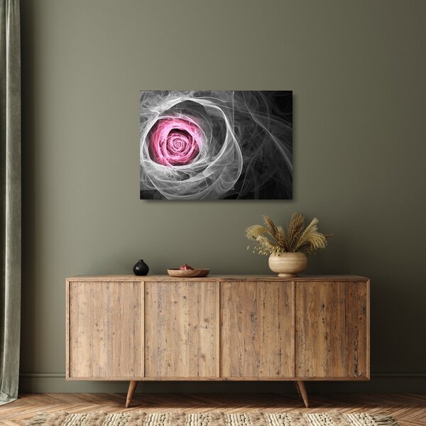 Skleněný obraz - Abstraktní růže, fuchsiová (70x50 cm)