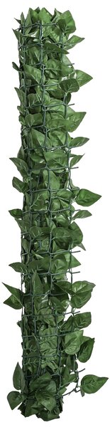 Outsunny Umělý Živý Plot Dekorativní Rulička 3L x 1H m Realistické Listy Buků, Anti-UV, Hedvábné Listy, Tmavě Zelená | Aosom