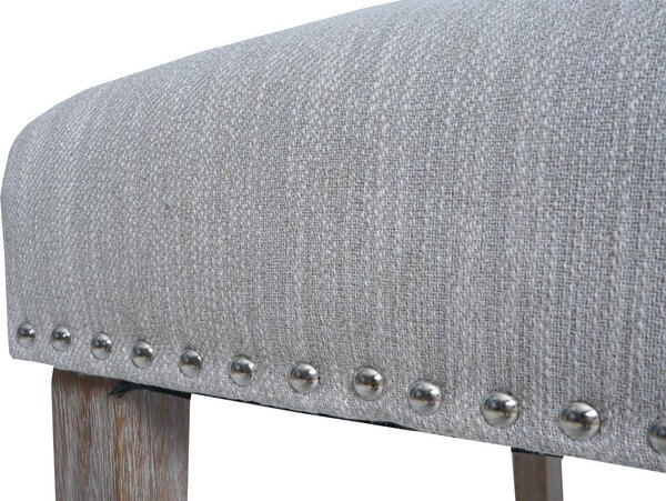 Sada 2 jídelních židlí HWC-O66b, kuchyňská čalouněná židle, látka/textil Chesterfield s nopky, světle šedá barva