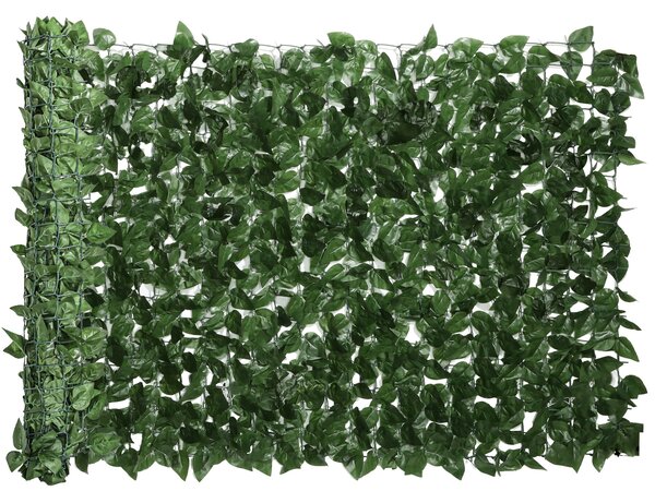 Outsunny Umělý Živý Plot Dekorativní Rulička 3L x 1H m Realistické Listy Buků, Anti-UV, Hedvábné Listy, Tmavě Zelená | Aosom