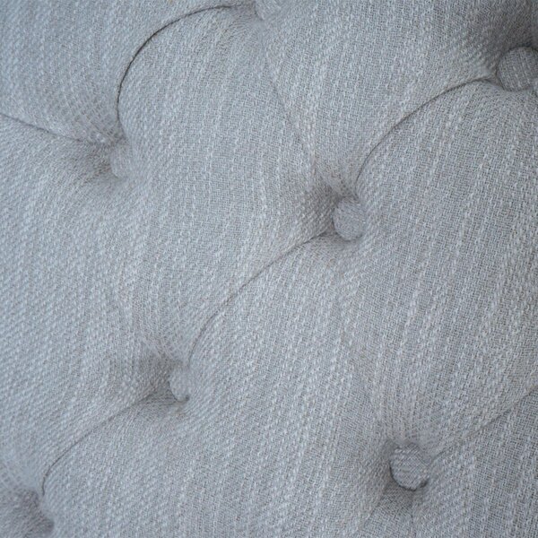 Sada 2 jídelních židlí HWC-O66b, kuchyňská čalouněná židle, látka/textil Chesterfield s nopky, světle šedá barva