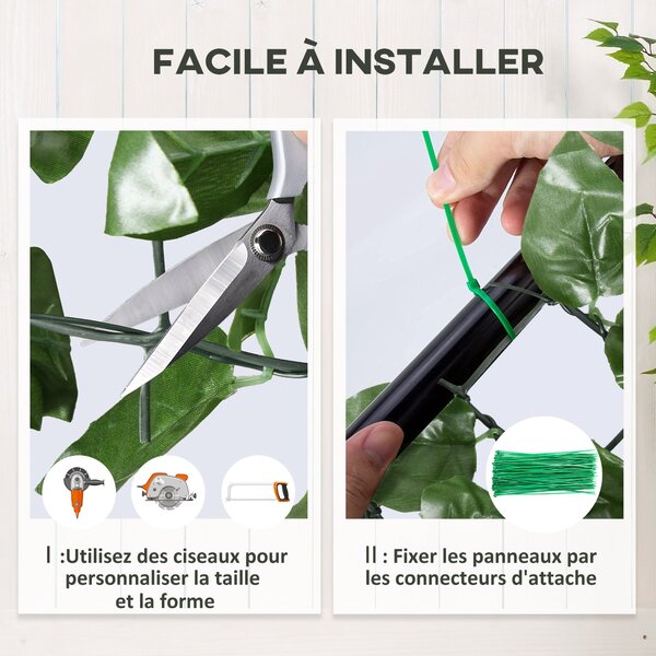 Outsunny Umělý Živý Plot Dekorativní Rulička 3L x 1H m Realistické Listy Buků, Anti-UV, Hedvábné Listy, Tmavě Zelená | Aosom