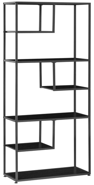 HOMCOM Knižní regál v industriálním stylu se 7 policemi a ocelovým rámem - 83x34x180 cm | Aosom
