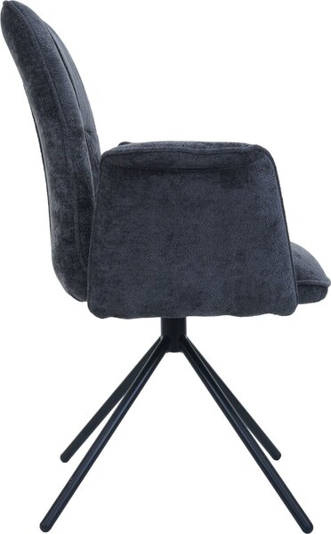 Sada 2 jídelních židlí HWC-N99, otočná područka Auto-Return, tkanina/textil šenil (340 g/m²) Oeko-Tex tmavě šedá