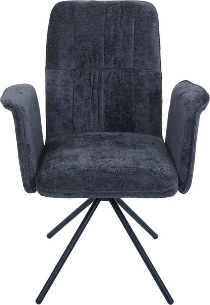 Sada 2 jídelních židlí HWC-N99, otočná područka Auto-Return, tkanina/textil šenil (340 g/m²) Oeko-Tex tmavě šedá