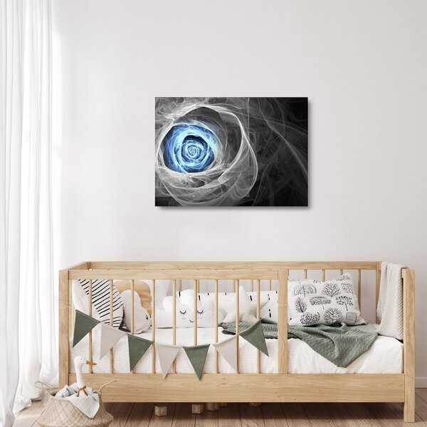 Skleněný obraz - Abstraktní růže modrá (70x50 cm)